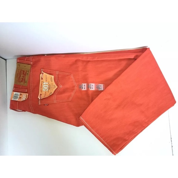 NWT MENS LEVIS STRAUSS 501 DENIM ORANGE JEAN:38x30 - Picture 6 of 8